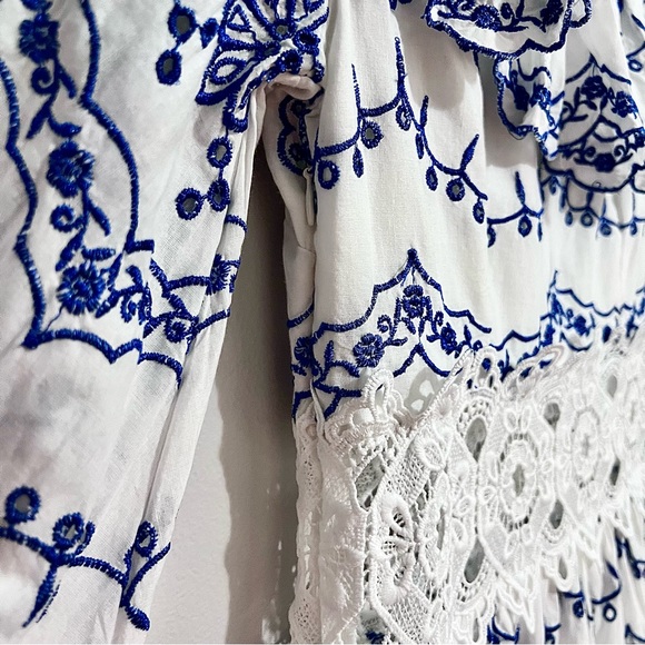 NWT ASOS Broderie Blouson Sleeve Midi Dress w/ Contrast Embroidery MSRP$260 - Picture 15 of 16